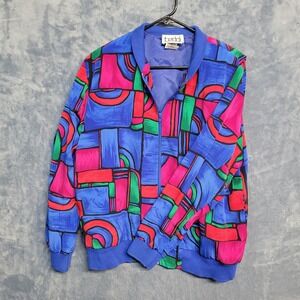 Teddi Vintage 80s 90s Abstract Geometric‎ Bomber Jacket - Medium
